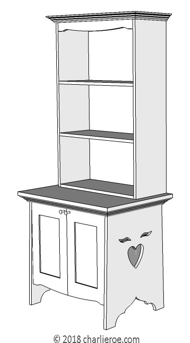 new C F A Voysey Oak Arts & Crafts Movement white painted bookcase