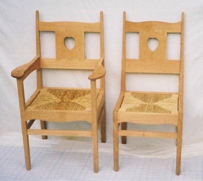 CFA Voysey Oak Arts & Crafts Movement carver & dining chair in natural oak furniture