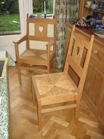 CFA Voysey Oak Arts & Crafts Movement oak carver & dining chair furniture