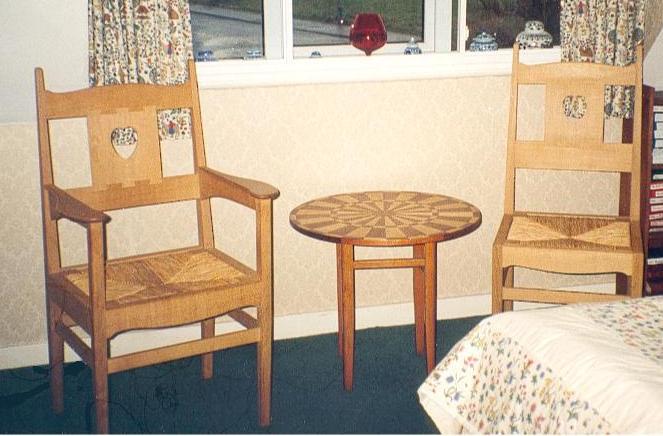 Our CFA Voysey Oak Arts & Crafts Movement Oak chairs in Voysey house in Yorks