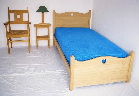 CFA Voysey Oak Arts & Crafts Movement Oak carver chair & bed & side table furniture