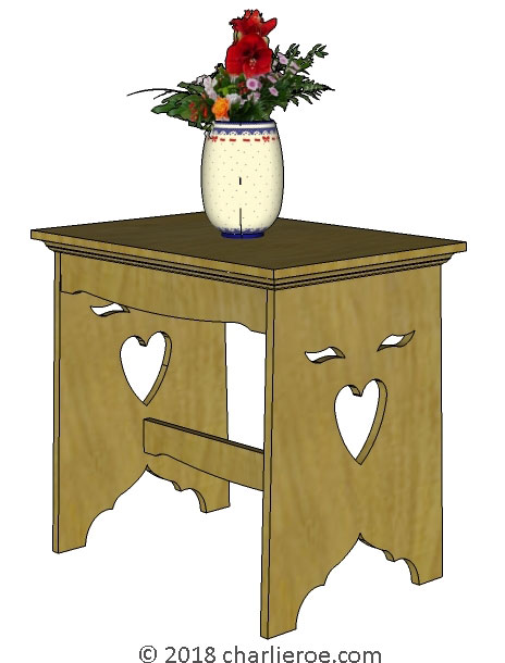 New CFA Voysey Arts & Crafts Movement white painted side table with end 'faces'