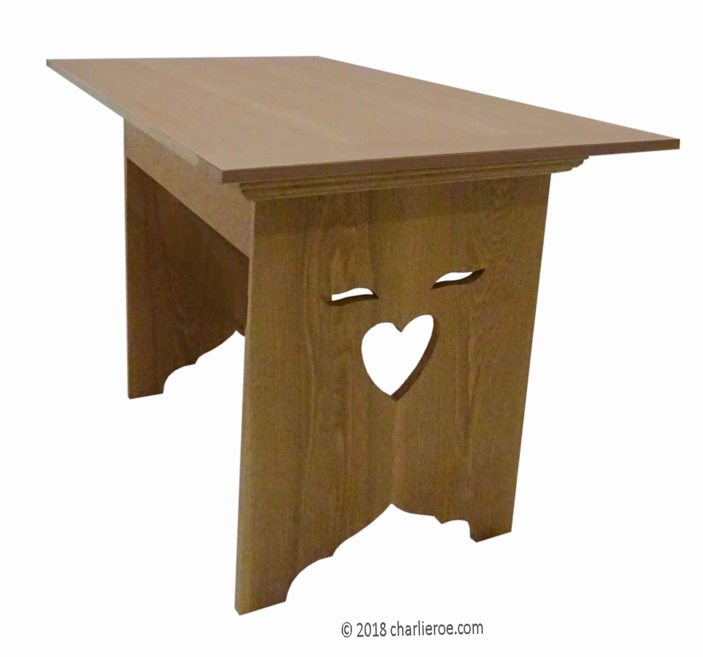 New CFA Voysey Arts & Crafts Movement white painted side table with end 'faces'