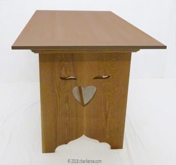 New CFA Voysey Arts & Crafts Movement light oak breakfast side with end 'faces'