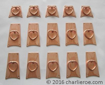 CFA Voysey Arts & Crafts Movement copper cabinet door handles pulls ironmongery