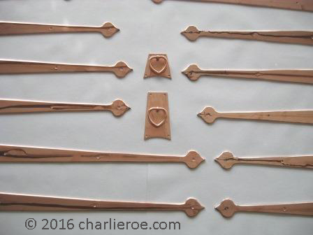 CFA Voysey Arts & Crafts Movement copper strap hinges
