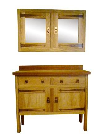 CFA Voysey Arts and Crafts Movement Oak sideboard with heart handles & long strap hinges