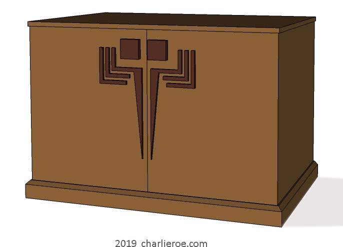 new Frank Lloyd Wright Prairie Usonian style Arts & Crafts Movement new 2 door bathroom vanity unit with perforated door panels