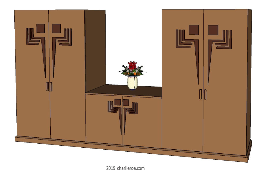 new Frank Lloyd Wright Prairie Usonian style Arts & Crafts Movement new combining a 2 door sideboard and 2 tall cupboards