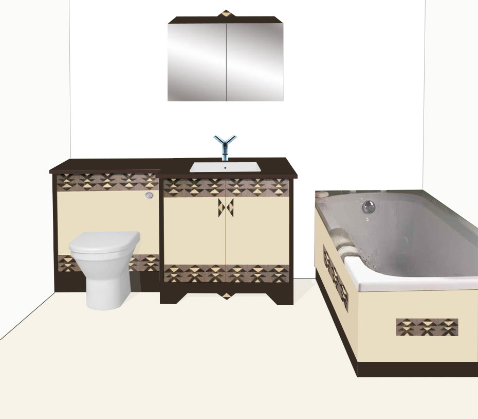 new Frank Lloyd Wright Prairie Usonian style Arts & Crafts Movement new 2 door bathroom vanity unit & wc unit & bath panel