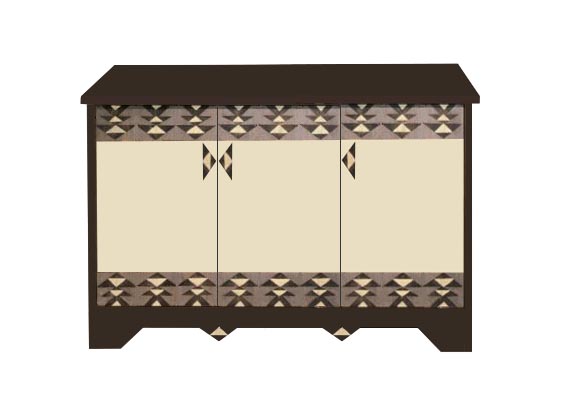 new Frank Lloyd Wright Prairie Usonian style Arts & Crafts Movement new 3 door bathroom vanity unit with splayed sides