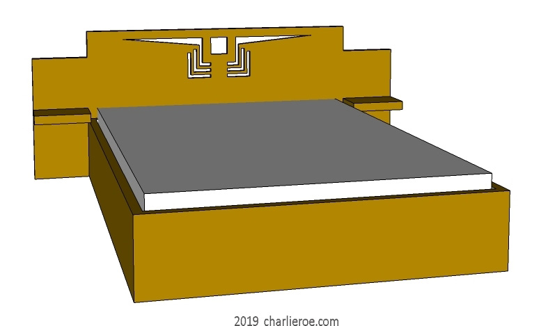 Frank Lloyd Wright Prairie Mission style Arts & Crafts Movement oak bed with stylised cut-out designs