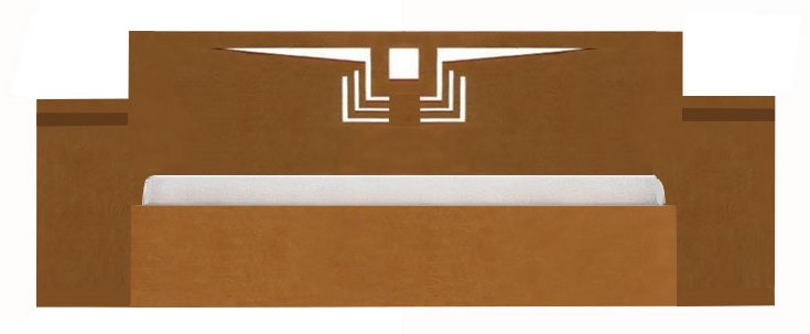 Frank Lloyd Wright Prairie Mission style Arts & Crafts Movement oak bed with stylised cut-out designs