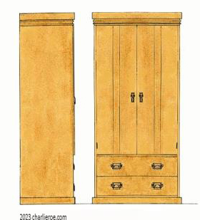 New Frank Lloyd Wright Prairie style oak storage cupboard or wardrobe with 2 doors & 2 drawers
