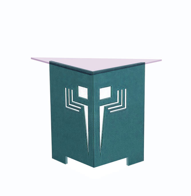 New Frank Lloyd Wright Arts & Crafts Mission Prairie Usonian style oak & painted side console tables