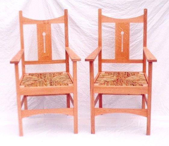 new Arts & Crafts Movement Oak carver chair in medium oak finish