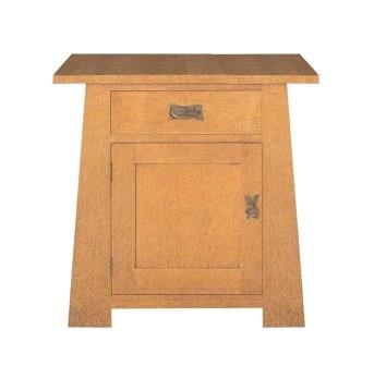 new Oak Arts & Crafts Movement Oak range 1 door drawer Sideboard with painted panel designs