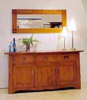 new Oak Arts & Crafts Movement Oak range 3 door drawer Sideboard and mirror frame furniture