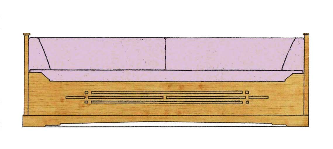 New Arts & Crafts Movement Frank Lloyd Wright Mission Prairie style oak built in sofa window seat