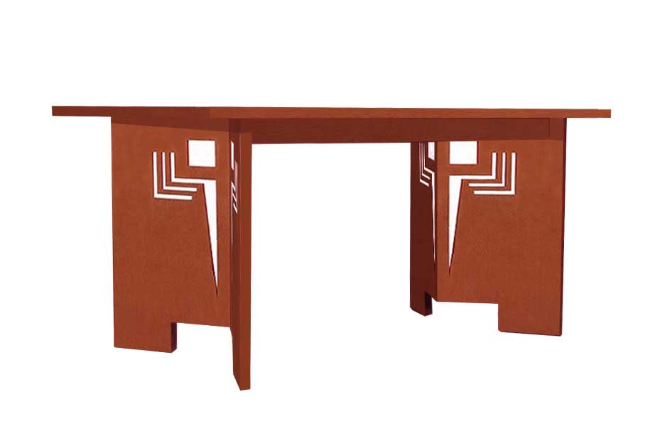 new Frank Lloyd Wright Arts & Crafts Movement Mission Prairie style oak wooden dining table