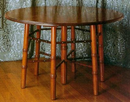 Philip Webb Gothic wooden dining table with round top