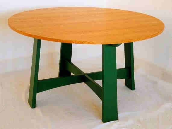 William Morris & Co Arts & Crafts Movement oak & painted dining table with round top
