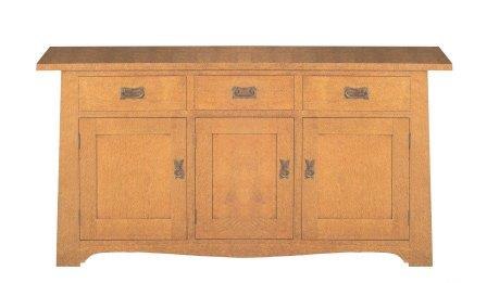 Oak Arts & Crafts Movement Oak range dining room 3 door drawer Sideboard and mirror frame furniture