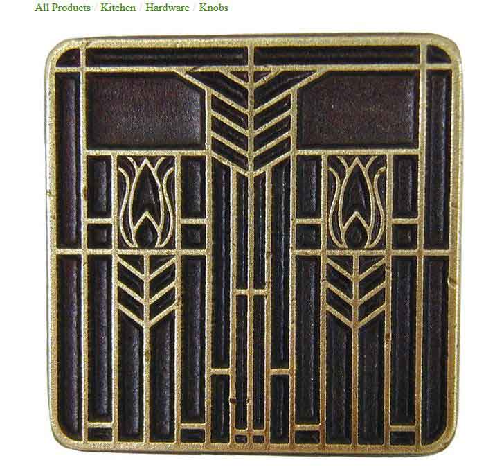 Arts and Crafts Movement Frank Lloyd Wright Prairie style brass door knobs and drawer handles pulls
