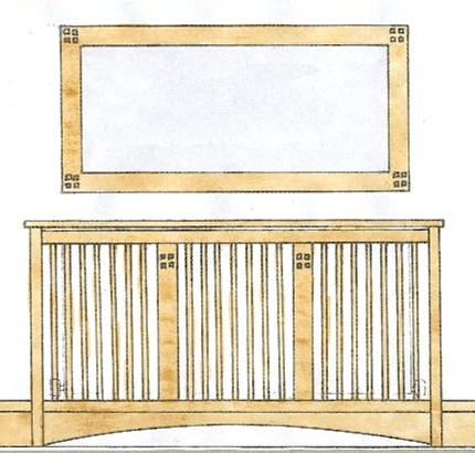 American Mission style Arts & Crafts mirror frame