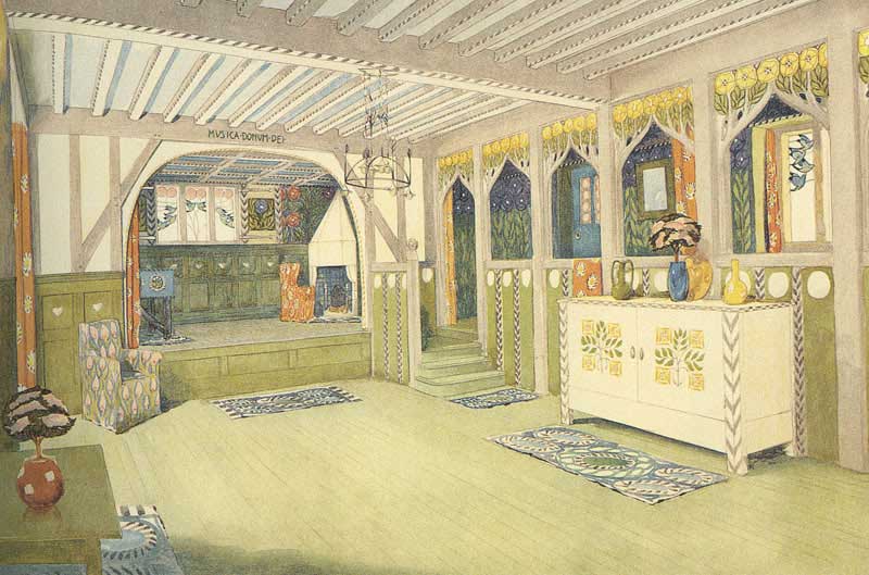 MH Baillie Scott  Arts & Crafts movement style design for a music room