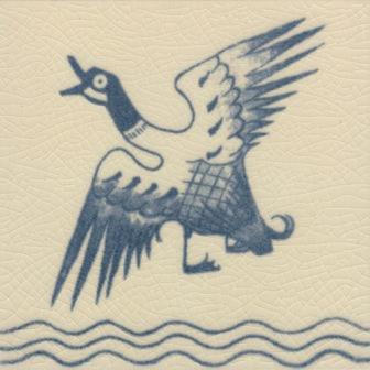 Philip Webb Arts & Crafts Movement Duck design bathroom tile