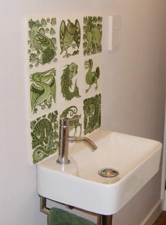 Wm Morris Arts & Crafts Movement bathroom tiled splash back