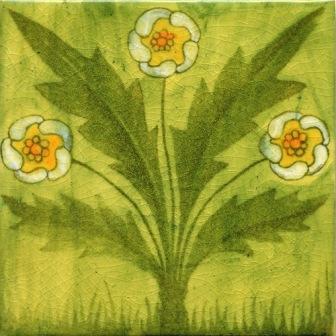 Wm DeMorgan Arts & Crafts Movement Buttercup design bathroom tile
