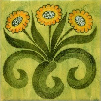Wm DeMorgan Arts & Crafts Movement Daisy design bathroom tile