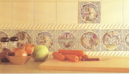 Wm Morris Arts & Crafts Movement bathroom tiled splash back