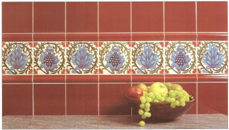 Wm Morris Arts & Crafts Movement bathroom tiled splash back