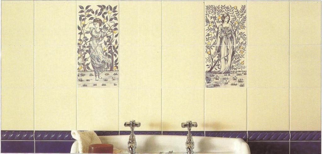 Wm Morris Arts & Crafts Movement bathroom tiled splash back