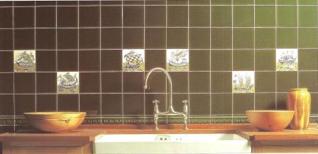 Wm Morris Arts & Crafts Movement bathroom tiled splash back