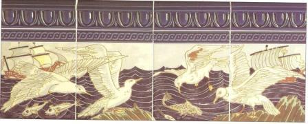Wm Morris Arts & Crafts Movement bathroom tiled splash back