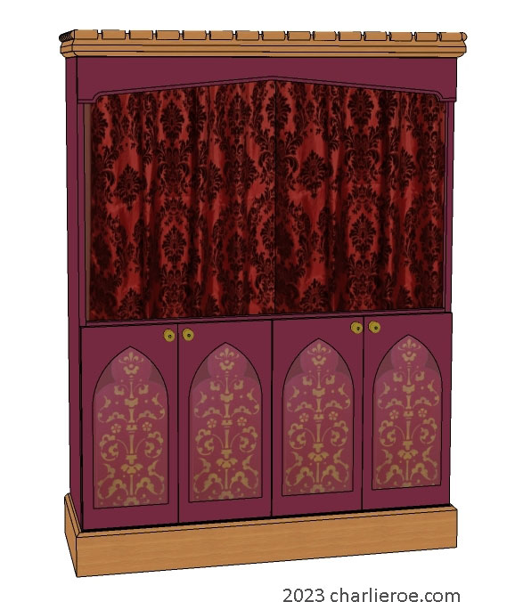 new William Wm Morris & Co Arts & Crafts Movement 4 door painted bookcase