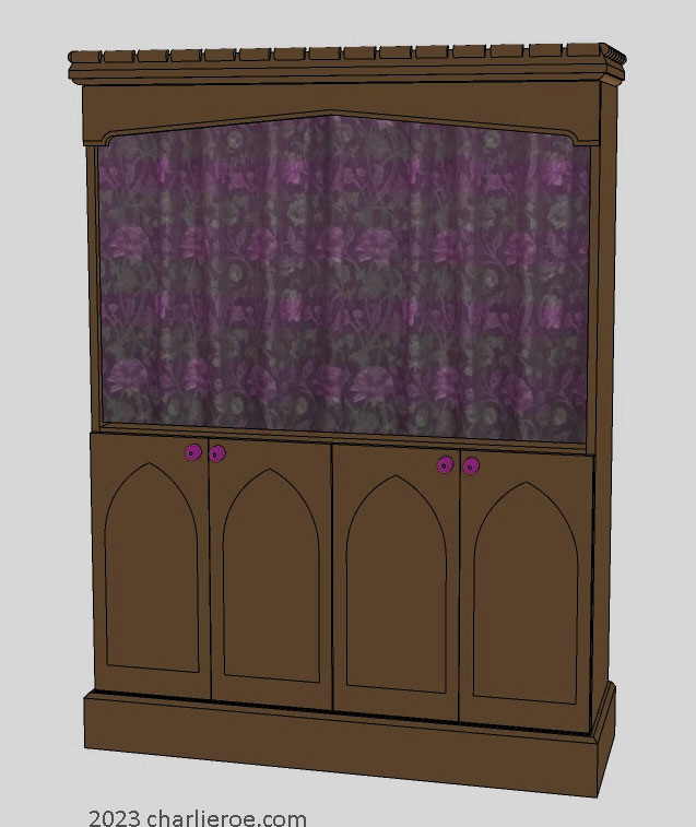 new William Wm Morris & Co Arts & Crafts Movement 4 door painted bookcase
