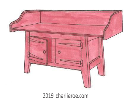 new William Wm Morris & Co. Arts & Crafts Movement Artisan range painted red 2 door sideboard washstand