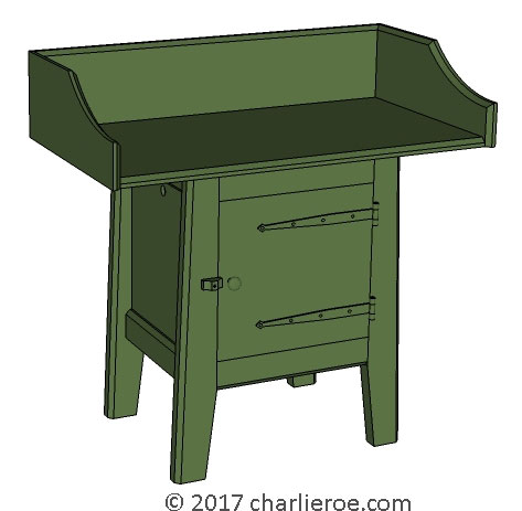 Ford Madox-Brown / Wm Morris & Co. Artisan bedroom vanity washstand painted green Arts & Crafts Movement Reformed Gothic Revival furniture