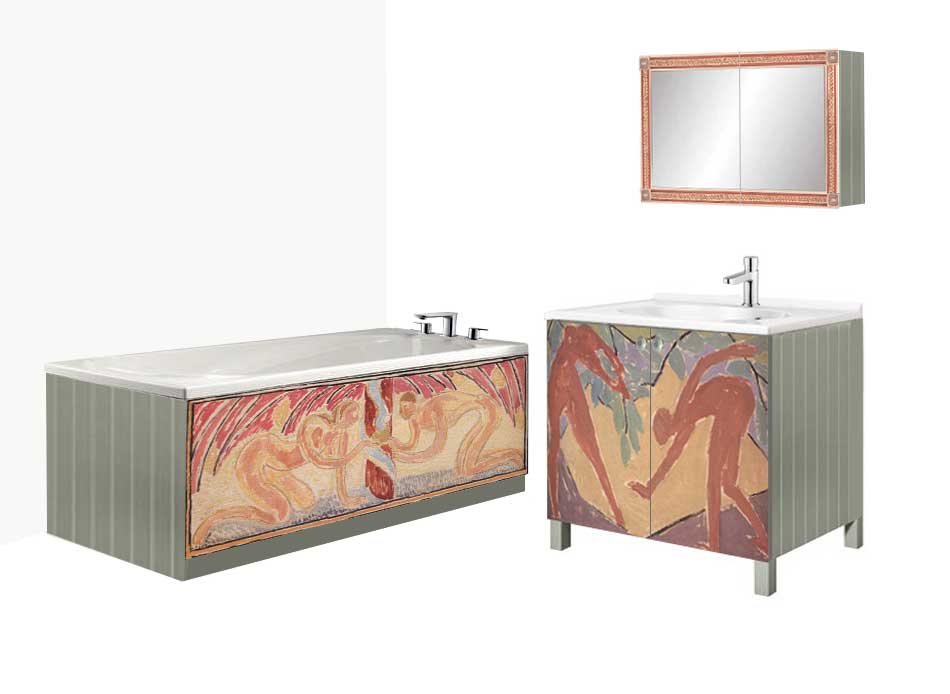 Omega Workshops 'Adam & Eve' designs c.1913 by Vanessa Bell adapted to new bathroom furniture designs