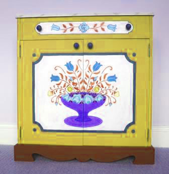 back design for an ornate painted Austrian Tyrolean Baroque cupboard folk furniture Bauern mobel