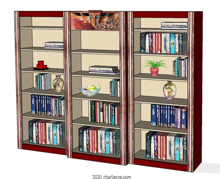 New Bloomsbury Group style painted 'Morpheus' triple bookcase