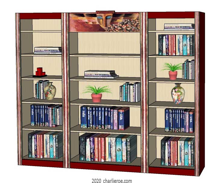 New Bloomsbury Group style painted 'Morpheus' triple bookcase