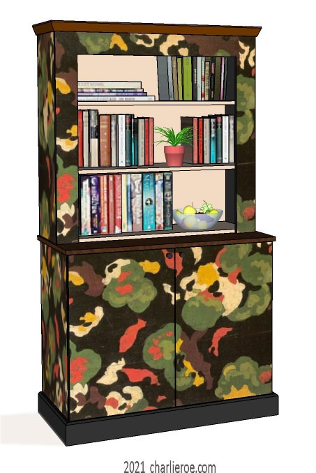 New Omega Workshops Bloomsbury Group 2 door painted lilypond painted bookcases