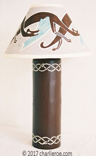 New Painted Omega Workshops bloomsbury group viking revival style Lampshade by Roald Kristian