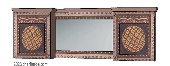 new Bloomsbury Group style painted wall cupboards and mirror unit